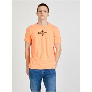 Neonově oranžové pánské tričko Replay