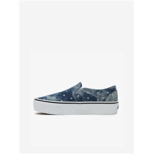 Tmavě modré dámské vzorované slip on tenisky na platformě VANS Asher Platform