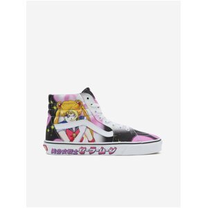 Černo-růžové vzorované kotníkové tenisky s koženými detaily Vans x Sailor Moon