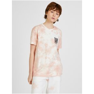 Růžovo-bílé dámské vzorované tričko VANS