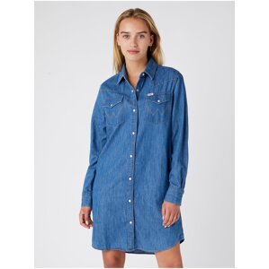 Modré dámské džínové košilové šaty Wrangler