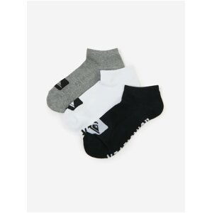 Sada tří párů pánských ponožek v šedé, bílé a černé barvě Quiksilver