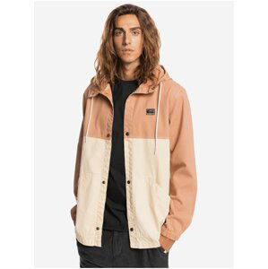 Krémovo-oranžová pánská lehká džínová bunda Quiksilver Natural Dyed