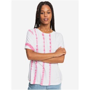 Růžovo-bílé dámské vzorované tričko Roxy Over The Rainbo