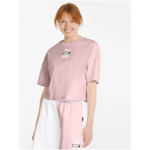 Růžové dámské volné cropped tričko Puma Brand Love