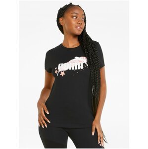 Černé dámské tričko s potiskem Puma Floral Vibes
