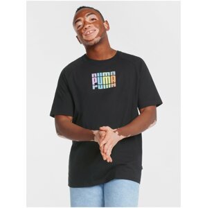 Černé pánské tričko s potiskem Puma Multicolor Graphic