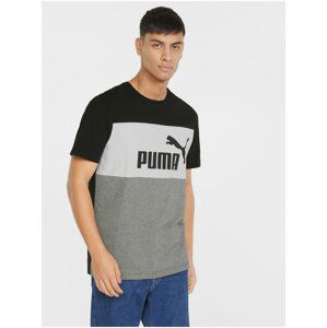 Šedo-černé pánské vzorované tričko Puma Essentials