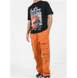 Oranžové pánské kalhoty s kapsami Sixth June