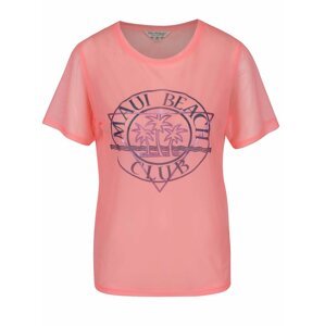 Růžové síťované tričko s potiskem Miss Selfridge