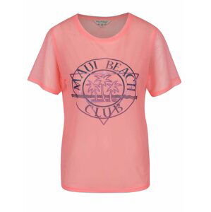 Růžové síťované tričko s potiskem Miss Selfridge