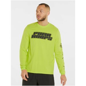Neonově zelené pánské tričko s dlouhým rukávem Puma Qualifier