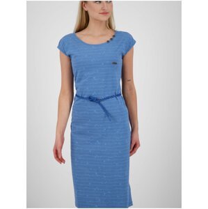 Modré dámské pruhované šaty s páskem Alife and Kickin