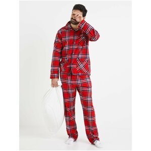 Červené pánské kostkované pyžamo Celio