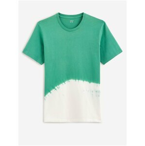 Bílo-zelené pánské vzorované tričko Celio Atedip