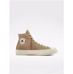 Hnědé pánské kožené kotníkové tenisky Converse Chuck 70 Crafted