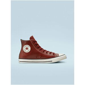 Vínové pánské kožené kotníkové tenisky Converse Chuck Taylor All Star