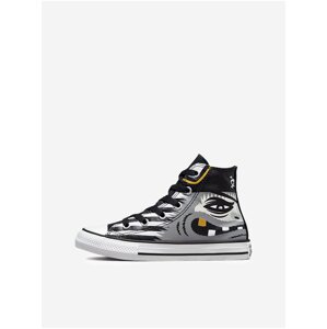 Černo-šedé dětské vzorované kotníkové tenisky Converse Chuck Taylor All Star