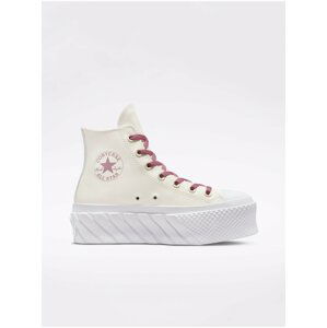 Krémové dámské kotníkové tenisky na platformě Converse Chuck Taylor Matte Metallic