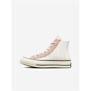 Růžovo-bílé dámské vzorované kotníkové tenisky Converse Chuck 70 Striped Terry