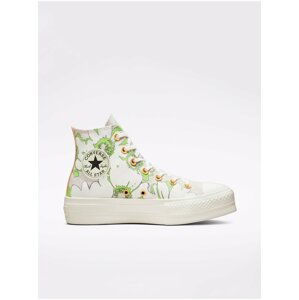 Krémové dámské květované kotníkové tenisky Converse All Star Florals