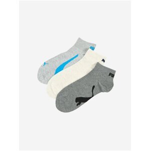 Sada tří párů unisex ponožek v krémové a šedé barvě Puma