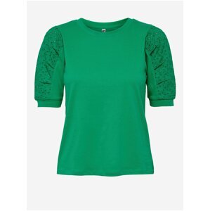 Zelené tričko s ozdobnými rukávy Jacqueline de Yong Camma