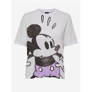 Bílé tričko s potiskem ONLY Mickey