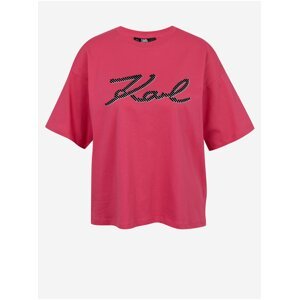Tmavě růžové dámské tričko KARL LAGERFELD