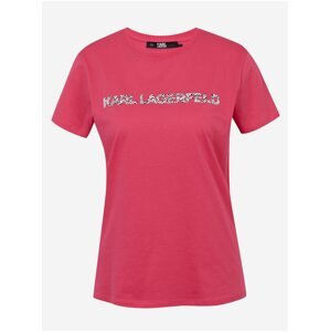 Tmavě růžové dámské tričko KARL LAGERFELD