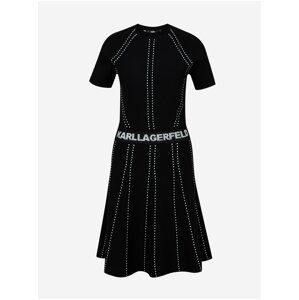 Černé dámské vzorované svetrové šaty KARL LAGERFELD
