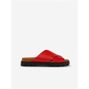 Červené dámské kožené pantofle Camper