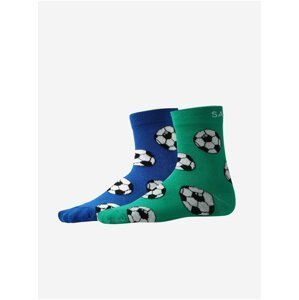 Sada dvou párů vzorovaných ponožek v modré a zelené barvě SAM 73 Unupo