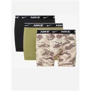 Sada tří pánských vzorovaných boxerek v běžové, zelené a černé barvě Nike Boxer Brief