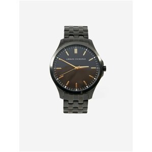 Tmavě šedé pánské hodinky s nerezovým páskem Armani Exchange Hampton