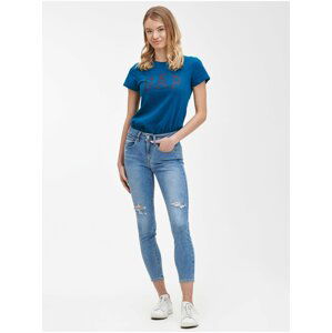 Modré dámské džíny GAP mid rise distressed universal jegging