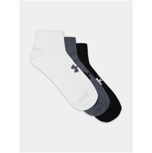 Sada tří unisex ponožek v bílé šedé a černé barvě Under Armour UA Core Low Cut.