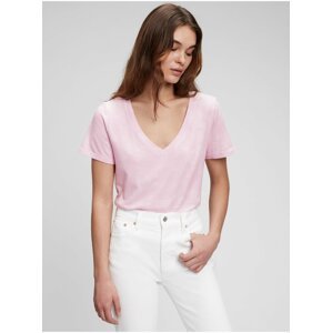 Růžové dámské tričko GAP vintage z organické bavlny