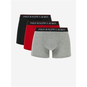 Sada tří pánských boxerek v šedé, červené a černé barvě POLO Ralph Lauren