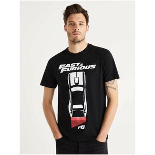 Černé pánské tričko Celio Fast & Furious