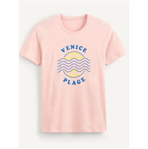 Růžové pánské tričko Celio Pecruises Venice
