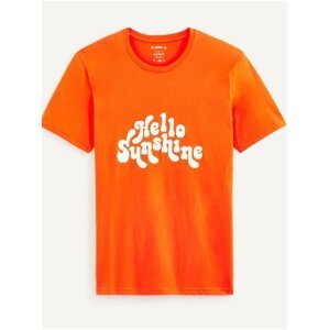 Oranžové pánské tričko Celio Rewavy Hello