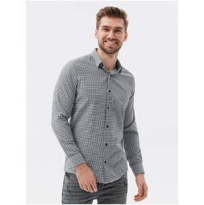 Bílo-černá pánská kostkovaná košile Ombre Clothing K622