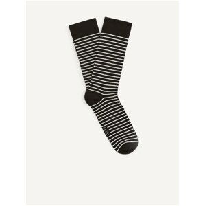 Bílo-černé pánské pruhované ponožky Celio Binome