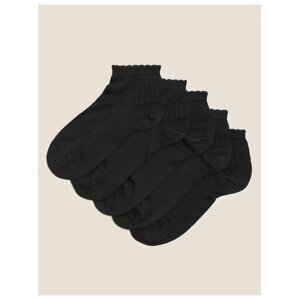5 párů bezešvých kotníkových ponožek Marks & Spencer černá
