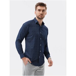 Tmavě modrá pánská košile Ombre Clothing K617