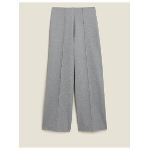 Žerzejové kalhoty s širokými nohavicemi Marks & Spencer šedá