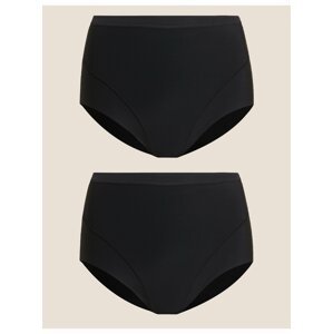 Lehce stahující kalhotky bez viditelného lemu s vysokým pasem, 2 ks v balení Marks & Spencer černá