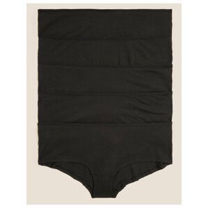 Nízce střižené šortkové kalhotky z bavlny a lycry®, 5 ks v balení Marks & Spencer černá