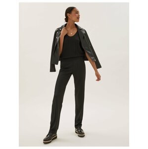 Černé dámské žerzejové kalhoty s rovnými nohavicemi Marks & Spencer